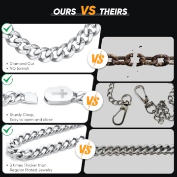 VNOX Silver Cross Necklace for Men – Stylish Hip Hop Jewelry