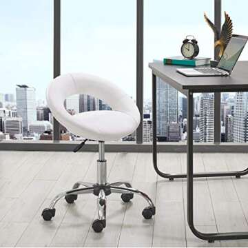 DUHOME Adjustable Swivel Work Stool Task Chairs,White Massage Salon Home Office Facial Spa Medical C...