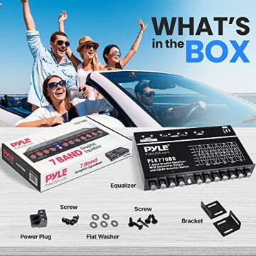 Pyle 7 Bands Graphic Equalizer - Bluetooth Audio Streaming, Compact Design, Ideal for Cars