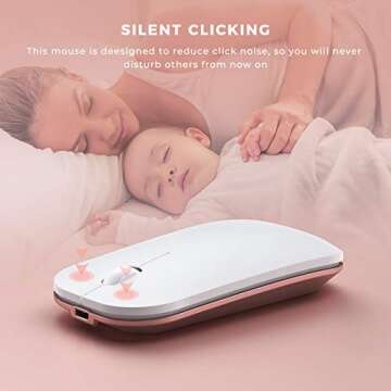 Rose Gold Wireless Keyboard Mouse, seenda Slim Low Profile Keyboard and Mouse Set with Silent Keys Portable Size for Windows 7/8/10/11 PC Laptop Computer