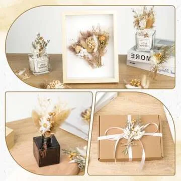 VAIPI 12 Pack Mini Dried Flower Bouquet Boho Pampas Grass Decor Real Natural Floral Bundles with Stem Artificial Embossing Dry Arrangement for Vase, Crafts, Wedding, DIY Cake, Tables Centerpieces