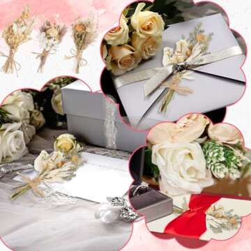 VAIPI 12 Pack Mini Dried Flower Bouquet Boho Pampas Grass Decor Real Natural Floral Bundles with Stem Artificial Embossing Dry Arrangement for Vase, Crafts, Wedding, DIY Cake, Tables Centerpieces