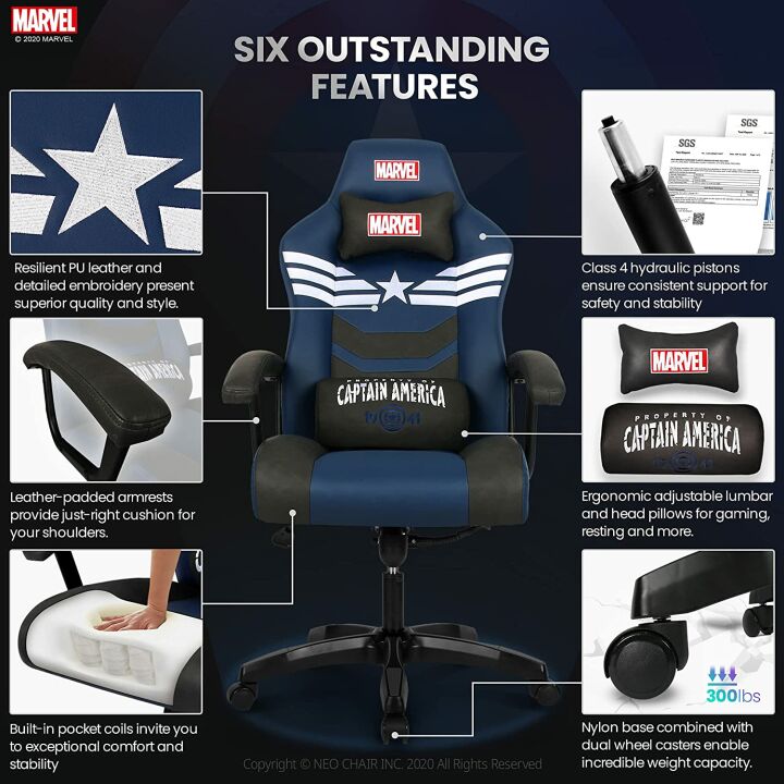 Marvel Avengers Captain America Gaming Chair 2023