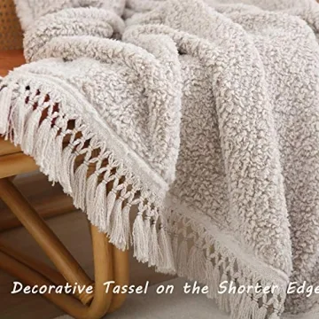 Ultra Soft Cozy Sherpa Blanket with Tassel for All
