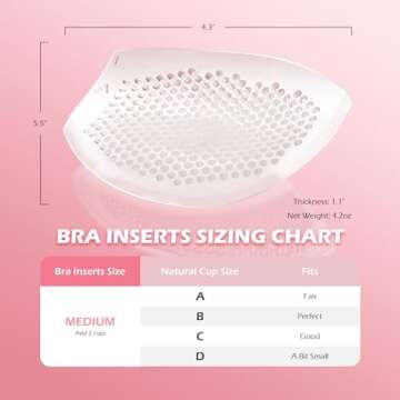Yofidra Silicone Bra Inserts and Breast Enhancers, Add 2 Cups, Breathable, Reusable,1 Pair