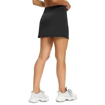LouKeith Tennis Skirts for Women Golf Athletic Activewear Skorts Mini Summer Workout Running Shorts with Pockets Black L