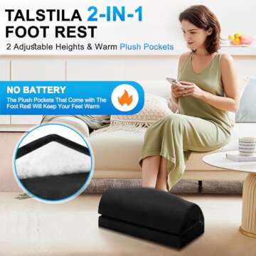 TALSTILA Foot Rest for Under Desk at Work, Under Desk Footrest, Ergonomic 2 Adjustable Heights Footr...