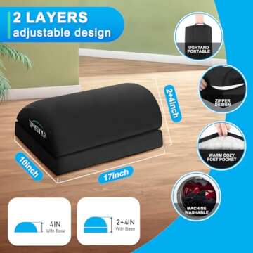 TALSTILA Foot Rest for Under Desk at Work, Under Desk Footrest, Ergonomic 2 Adjustable Heights Footrest, Footrest with Feet Warm Pocket, for Office Desk & Office Chair