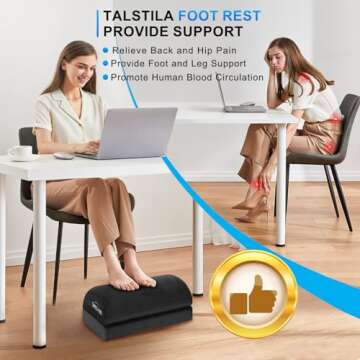 TALSTILA Foot Rest for Under Desk at Work, Under Desk Footrest, Ergonomic 2 Adjustable Heights Footrest, Footrest with Feet Warm Pocket, for Office Desk & Office Chair