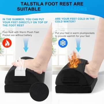 TALSTILA Foot Rest for Under Desk at Work, Under Desk Footrest, Ergonomic 2 Adjustable Heights Footrest, Footrest with Feet Warm Pocket, for Office Desk & Office Chair