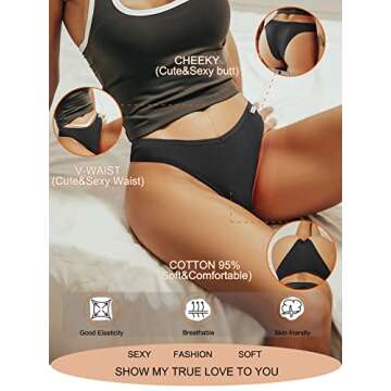 FINETOO 10 Pack Womens Cotton Underwear Sexy Stretch Bikini Panties Low Rise Hipster Ladies Soft V-W...