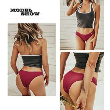 FINETOO 10 Pack Womens Cotton Underwear Sexy Stretch Bikini Panties Low Rise Hipster Ladies Soft V-Waist Cheeky(S)