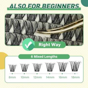 DIY Lash Extension Kit KEYYOU 144pcs Lash Clusters Eyelash Extension Kit with Mascara Brush Bond and Seal Lash Glue Remover Lash Applicators Lash Brush Clean Pad for DIY Lash Extensions (Y01 Kit)