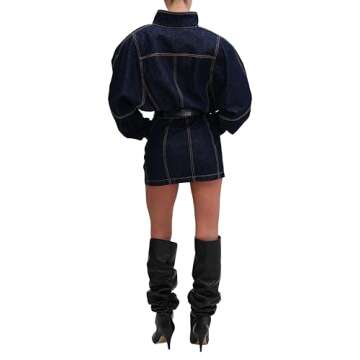 Stylish Ronny Kobo Women's Maddix Denim Mini Dress in Darkwash Blue