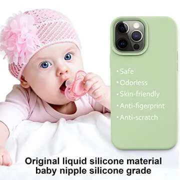 Vooii Compatible with iPhone 14 Pro Max Case, Upgraded Slim Liquid Silicone Case, [Anti-Scratch Soft Microfiber Lining] Full Covered Soft Gel Rubber 14 Pro Max iPhone Case 6.7 inch - Matcha