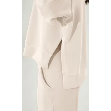 ODODOS Modal Soft Split Hem Turtleneck Sweatshirts for Women Long Sleeve Casual Pullover Top, Ivory, Medium