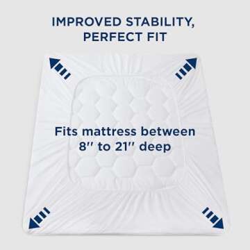 Bedsure Queen Mattress Pad - Quilted Fitted Mattress Topper Protector with 8-21 Inches Deep Pocket, Noiseless Breathable Bed Cover Padded, Machine Washable, White, 60x80 Inches