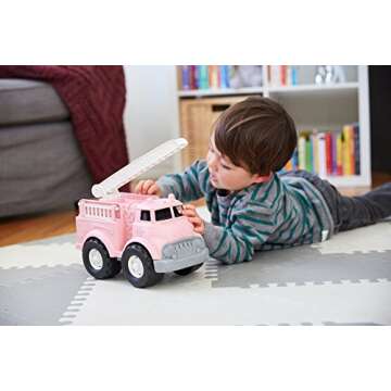 Green Toys Fire Truck, Pink - Pretend Play, Motor Skills, Kids Toy Vehicle. No BPA, phthalates, PVC. Dishwasher Safe, Recycled Plastic, Made in USA. 11 x 6.5 x 7.5