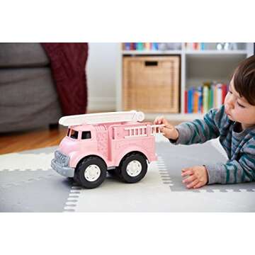 Green Toys Fire Truck, Pink - Pretend Play, Motor Skills, Kids Toy Vehicle. No BPA, phthalates, PVC. Dishwasher Safe, Recycled Plastic, Made in USA. 11 x 6.5 x 7.5