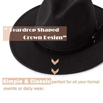 Lisianthus Men & Women Vintage Wide Brim Fedora Hat with Adjustable Strap