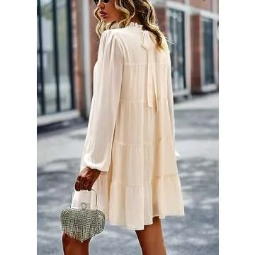KIRUNDO Women's 2024 Long Sleeve Ruffle Babydoll Dress