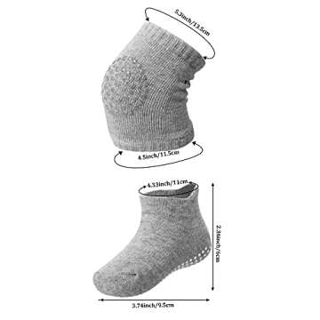 Syhood 10 Pairs Baby Crawling Anti-Slip Knee Pads and Anti-Slip Baby Socks Set Unisex Toddler Knee P...