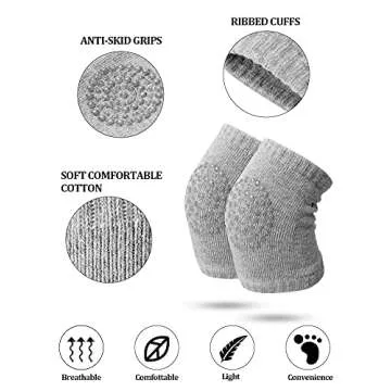 Syhood 10 Pairs Baby Crawling Anti-Slip Knee Pads and Anti-Slip Baby Socks Set Unisex Toddler Knee Protectors Non Slip Ankle Socks (Dark Colors)