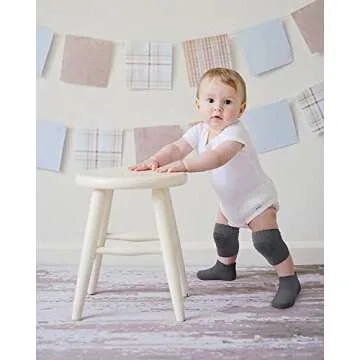 Syhood 10 Pairs Baby Crawling Anti-Slip Knee Pads and Anti-Slip Baby Socks Set Unisex Toddler Knee Protectors Non Slip Ankle Socks (Dark Colors)