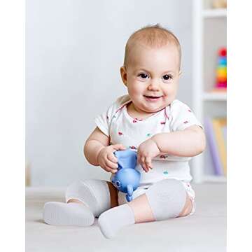 Syhood 10 Pairs Baby Crawling Anti-Slip Knee Pads and Anti-Slip Baby Socks Set Unisex Toddler Knee Protectors Non Slip Ankle Socks (Dark Colors)