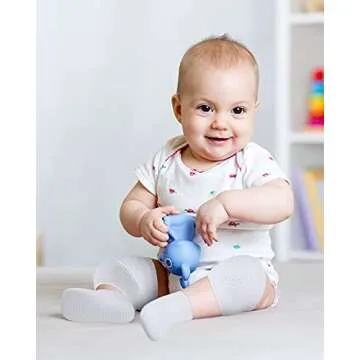 Syhood 10 Pairs Baby Crawling Anti-Slip Knee Pads and Anti-Slip Baby Socks Set Unisex Toddler Knee Protectors Non Slip Ankle Socks (Dark Colors)