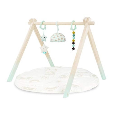 B. Toys B. Baby Wooden Baby Play Gym – Starry Sky Sensory Activity Mat with Natural Wood for Infan...