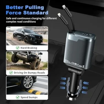 84W 4 in 1 Retractable Car Charger for Fast Charging
