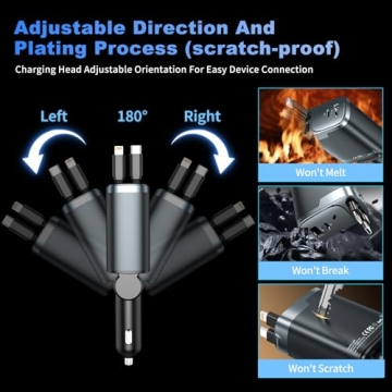 84W 4 in 1 Retractable Car Charger for Fast Charging