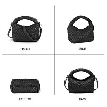 Women Woven Tote Small Crossbody Bag, Weave Quilted Purse Square Shoulder Bag Woven Handbag with Det...