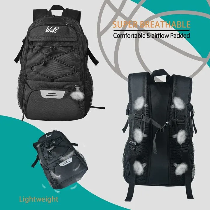 WOLT Large Basketball Backpack with Ball Holder