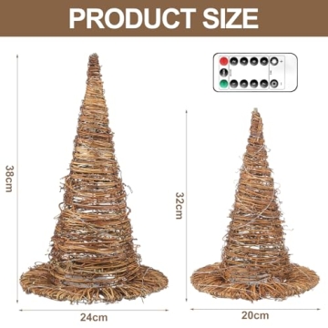 Leinuosen Witch Hat Decor with LED Lights for Halloween