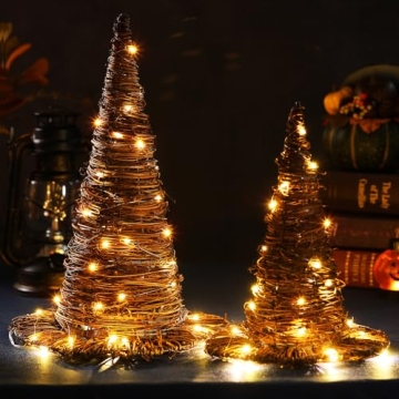 Leinuosen Witch Hat Decor with LED Lights for Halloween