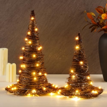 Leinuosen Witch Hat Decor with LED Lights for Halloween