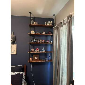 Kaler Industrial Iron Pipe Shelves - Set of 2, 5-Tier Wall-Mounted Bookshelf with Vintage Retro Desi...