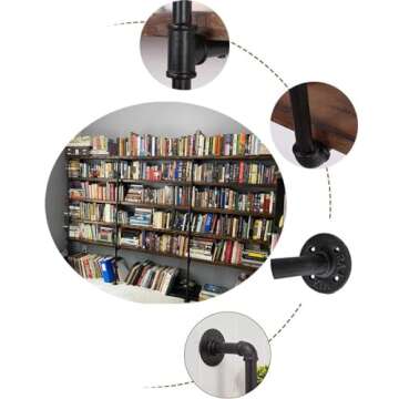 Kaler Industrial Iron Pipe Shelves Set of 2 Vintage Design