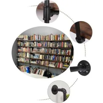 Kaler Industrial Iron Pipe Shelves Set of 2 Vintage Design