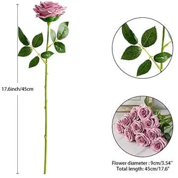 IUKnot Artificial Rose 10pcs Open Flower Bouquet Faux Rose Stems for Wedding Arrangement, Bridal Bouquet, Centerpiece, Fake Faux Silk Flowers (Mauve)