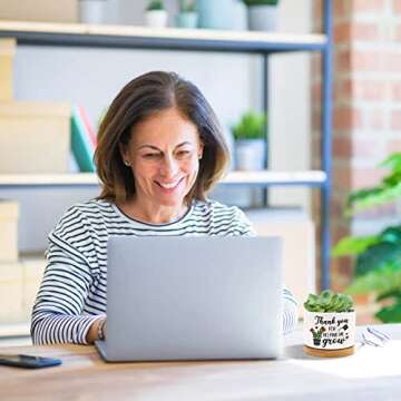 Tuitessine Teachers Gift for Women Men Teacher Appreciation Succulent Planters Pots Back to School Best Teacher Birthday Retirement Gifts Mini Ceramic Planter Pot with Gift Box (NO Plants)