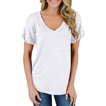 MIHOLL Women's Stylish V-Neck Casual Tee Shirt