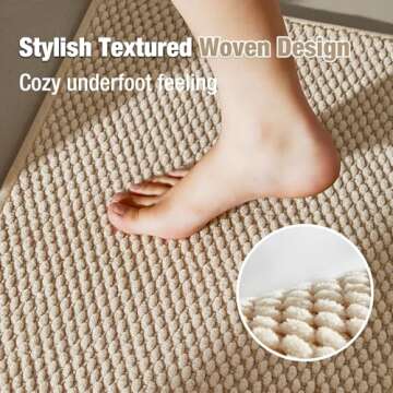 Bathroom Rugs Non Slip Washable, Super Absorbent Thin Bath Mat for Bathroom Small Quick Dry Low Pile Bathroom Rug, Beige 16"x24"