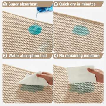 Bathroom Rugs Non Slip Washable, Super Absorbent Thin Bath Mat for Bathroom Small Quick Dry Low Pile Bathroom Rug, Beige 16"x24"