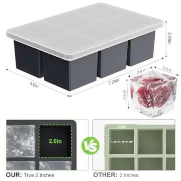 Large Ice Cube Tray for Whiskey: 2inch Big Silicone Ice Trays for Whisky - 3Pack Old Fashioned Ice Cube Trays for Cocktail - Huge Square Cubed Bourbon Ice Cube Maker