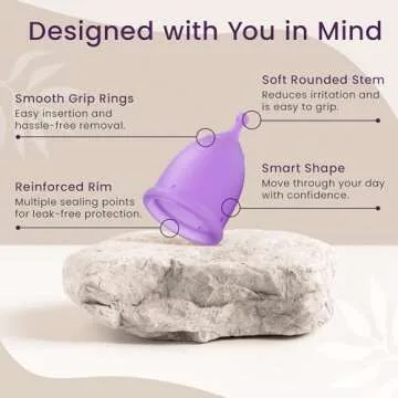 EcoBlossom Reusable Menstrual Cup Set - The Most Reliable Medical Grade Silicone Period Cups - Comfortably use for 12 Hours (2 Large Cups)