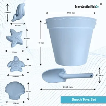 BraveJusticeKidsCo. Silicone Beach Toys Set for Kids