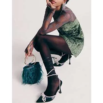 Ugerlov Women's Long Sleeve Mesh Top Mock Neck Sheer Blouse See Through Floral Lace Tops, Purple M